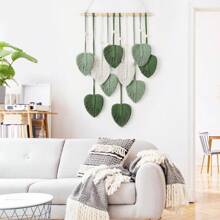 1 件波西米亚手工编织流苏叶挂毯，星星编织挂饰，北欧风格客厅壁挂，出租屋