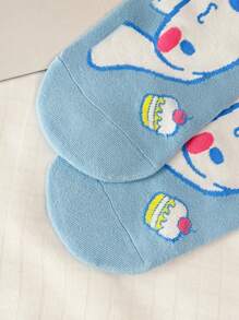 Sanrio Sanrio ‌Kuromi, Hello Kitty, ‌Melody, ‌Cinnamoroll, ‌Pompompurin 5 paar dames-/paarsokken, gepersonaliseerd, leuk, rijk en kleurrijk, creatief anime-tekenfilmontwerp, vakantiecadeaus, comfortabel en ademend, verbetert de sfeer van de familiedag, modieus en modieus, geschikt voor zowel mannen als vrouwen, grappige anime-sokken