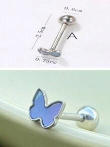 1 Stück Zunge Piercing Schmuck aus medizinischem hypoallergenen Titan-Stahl mit süßem Harz Rose, Pilz, Blumen und Schmetterling Design