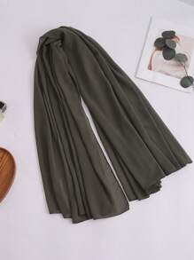 1 chiếc khăn choàng hijab bằng vải chiffon đi biển, khăn choàng đi biển thường ngày màu trơn, 140*140cm - xanh quân đội - Xem 5
