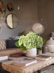 5Pcs Hydrangea Artificial Flowers, 26.37 Inches Faux Hydrangea Flowers With Stems, Real Touch Flowers Plastic Flowers Fake Hydrangeas For Indoor Outdoor Wedding Table Centerpieces Home Decor - 綠色 - 查看 7