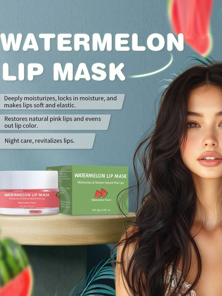 Conjunto de exfoliante y bálsamo labial, máscara labial nocturna con ceramida y sandía para tratamiento labial, exfoliante labial para pulir y reparar los labios, set de cuidado labial como regalo para labios secos, agrietados y con piel muerta - sandia roja - Añade 1