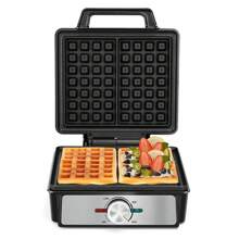 Aigostar Máquina de Gofres Eléctrica de 1200W, Plancha para Desayuno con Revestimiento Antiadherente, Capaz de Hornear 4 Gofres a la Vez, Ideal para Hogar o Restaurante - Negro - Ver 2