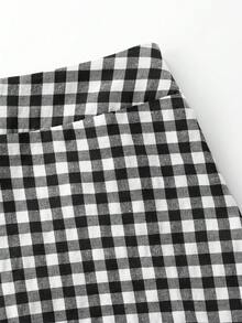 Women Plaid Skirt, Flattering, Elegant & Versatile - Black and White - View 6