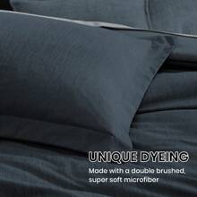 Melex Reversible Comforter Set, Bedding Sets 7 Pieces, Cationic Dyeing Bed In A Bag With Comforter, Sheets, Pillowcases & Shams - Navy Blue - View 5