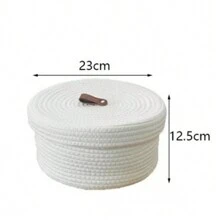 1pc Rope Storage Box Woven Desktop With Lid Jute Sundries Toy Cosmetic Storage Basket Round Multifunctional Sundries Basket Holiday Gift Blue