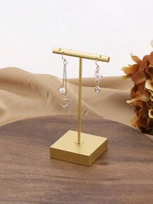 1pc/2pcs Metal T-Shaped Jewelry Display Stand, Ring, Earring, Necklace Jewelry Display Stand, Jewelry Storage Stand, Jewelry Stand Suitable For Wedding And Valentine's Day Gifts, Room Decor - Gold - View 7