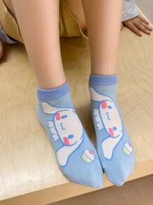 Sanrio Sanrio ‌Kuromi, Hello Kitty, ‌Melody, ‌Cinnamoroll, ‌Pompompurin 5 paar dames-/paarsokken, gepersonaliseerd, leuk, rijk en kleurrijk, creatief anime-tekenfilmontwerp, vakantiecadeaus, comfortabel en ademend, verbetert de sfeer van de familiedag, modieus en modieus, geschikt voor zowel mannen als vrouwen, grappige anime-sokken