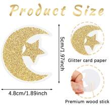 36 piezas Adornos para cupcakes con estrellas y lunas, adornos de papel brillante dorado para decoración de cumpleaños, boda, fiesta, decoración del hogar, decoración de habitación, artículos para fiestas, novia