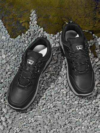 男士时尚绿色拼接透气舒适系带圆头运动鞋