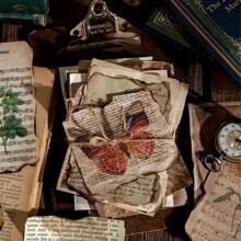 60 张复古风格废旧日记本剪贴簿套装：阁楼图书馆便笺簿，内含做旧纸质小册，可用于日记、手工制作和背景装饰文具、学校用品、返校