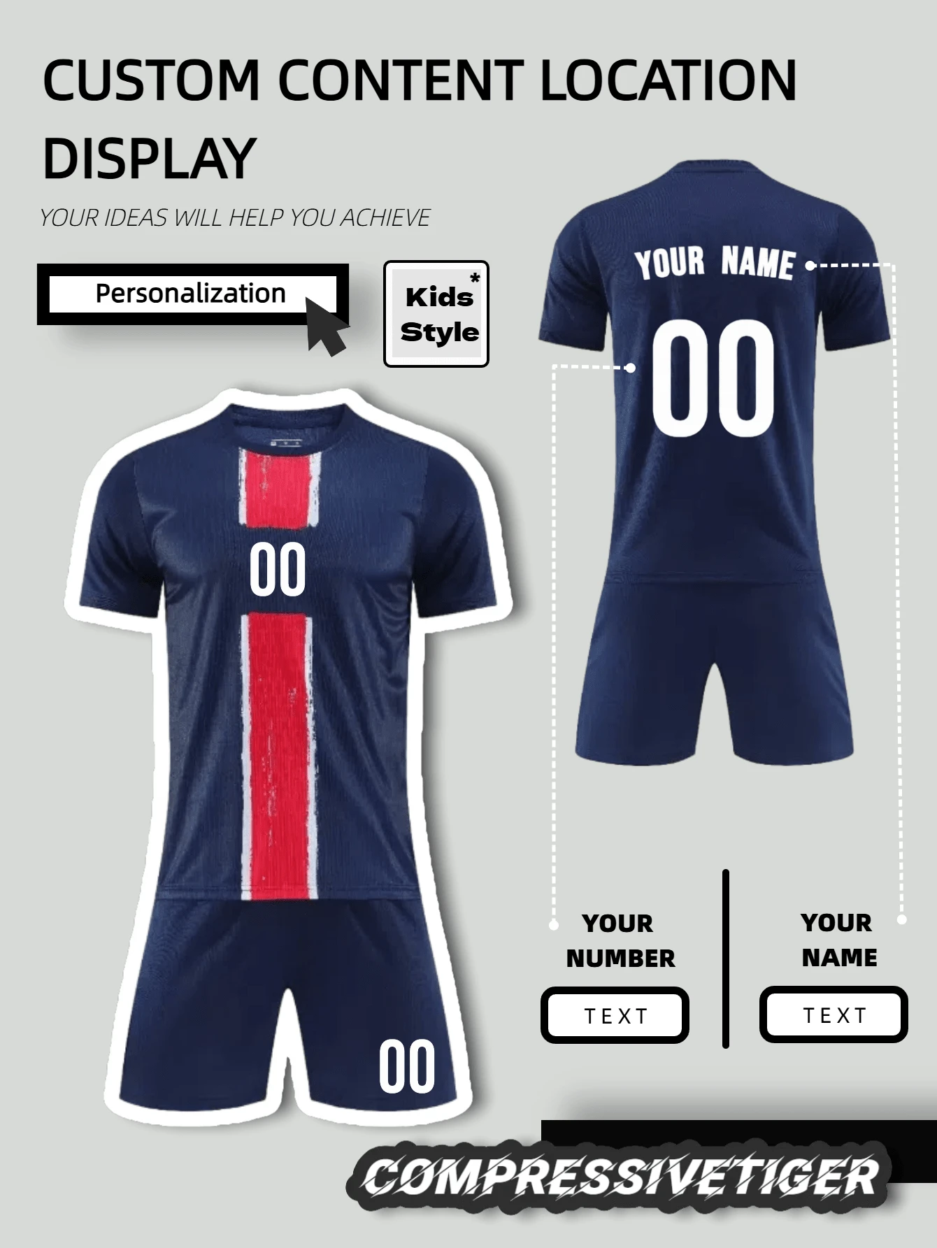 Tween Boys' Custom Paris, France Style Football Jersey Set: Personalized Name & Number Print, Short Sleeve Jersey & Shorts, Quick-Dry Moisture Wicking, Gift For Soccer Player