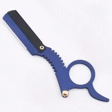 Men's Hair Clipper & Shaver, 1 Pc Straight Edge Trimmer With Replaceable Blades, Stainless Steel Folding Manual Razor, Beard Grooming Tool Suitable For Professional Salon SPA Beauty Parlor, Shaving, Precision Trimming, Eyebrow Grooming