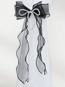 1pc/2pcs Pearl Bow Curtain Tiebacks, Pastoral Style Decorative Pearl Bow Pins