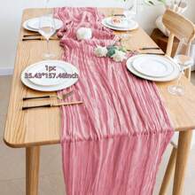 1/2pcs 90*180/300/400cm Red Bohemian Style Sheer Fabric Table Runners, Suitable For Party, Dining Table Decor, Valentine's Day, New Year, Engagement, Wedding, Shower, Birthday (Multiple Colors)