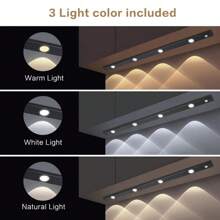 1个/2个智能LED人体感应灯,USB充电式PIR壁灯,超薄猫眼山墙灯条,3种照明模式可调,适用于厨房、衣柜、酒柜、鞋柜、卧室照明