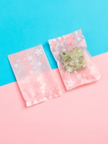35/50/100pcs Pink Cherry Blossom Sachet For Valentine's Day,Multi-Size Sakura Pink Cherry Flower Frosted Self-Adhesive Cellophane Bags, Self Seal Biscuits Packing Plastic Baker's Bags, Snow Crisp Bag, Machine Sealing Mooncake Bag, Egg Yolk Crisp Nougat Cookie Bag, Packaging Supplies - Multicolor - View 8
