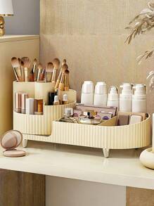 1 件化妆品收纳盒 - 化妆品展示柜 - 宿舍桌面收纳盒，带旋转化妆品定制、眉笔架收纳架、学生用品、最佳情人节礼物和返校季节