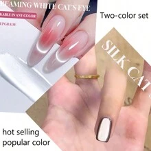 Esmalte para Unhas Miss Comoy, Garrafa Grande de 15 ml, Olho de Gato Branco Fluido, Nova Vermelha Hot Flash, Cola de Olho de Gato com Espelhado e Porcelana Delicada, Pó Magnético Cinza e Preto Variado, Cola de Olho de Gato para Salão de Beleza DIY e de Uso Comum