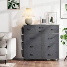 GIKPAL 10 Drawer Dressers For Bedroom, Modern Dresser Fabric Storage Tower, Bedroom Dresser With Side Pockets And Hooks - Xám - Xem 8