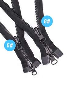 1pc 5#/8# Resin Spiral Zipper, Length 80cm/100cm/150cm/200cm, Single-Headed & Double-Headed Double-Ended Styles Available, Reversible, Suitable For Clothing, Sleeping Bags, Tents, Etc. - 322# Black - View 4