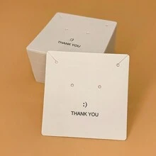 KMEOSCH 50/100 unidades Tarjetas para Aretes, Tarjetas Portadoras de Aretes de 2.36 in x 2.36 in con Etiquetas Colgantes de Agradecimiento, Etiquetas en Blanco para Aretes para Venta, Artesanía DIY de Joyería Colgante
