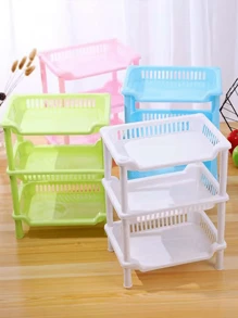 1pc Plastic Kitchen Storage Rack, Modernist Square Storage Rack For Kitchen - Multicolor - View 11