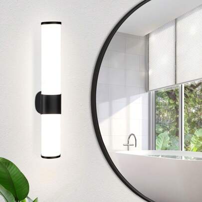 ZMH LED Spiegelleuchte Bad Wandlampe - 6W Spiegellampe Schwarz/Chrom Badleuchte Wand 30cm Badezimmer Wasserdicht IP44 Modern Neutralweiß 4000K Badlampe Wandleuchte für Keller Küche Badschrank