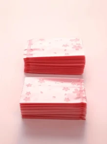 35/50/100pcs Pink Cherry Blossom Sachet For Valentine's Day,Multi-Size Sakura Pink Cherry Flower Frosted Self-Adhesive Cellophane Bags, Self Seal Biscuits Packing Plastic Baker's Bags, Snow Crisp Bag, Machine Sealing Mooncake Bag, Egg Yolk Crisp Nougat Cookie Bag, Packaging Supplies - Multicolor - View 2