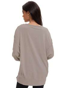 GEREARC Women's Oversized Round Neck Long Sleeved Shirt Pullover Sweatshirt - tro cà phê - Xem 2