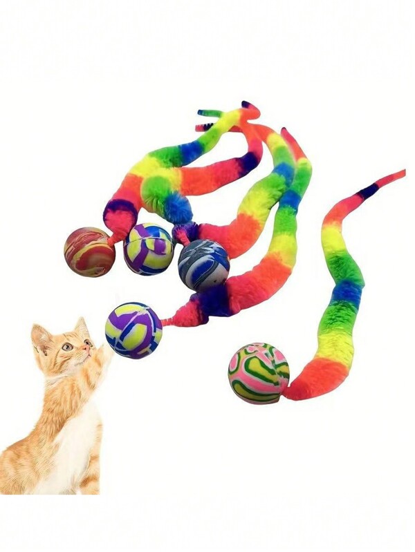 Interaktives Katzenspielzeug Raupe Elastischer Regenbogen Käfer Hüpfball Haustierspielzeug