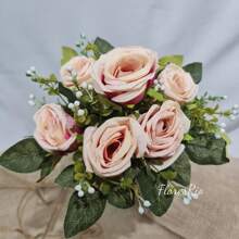 Artificial Button Bouquet With 7 Flowers For Party, Wedding, Home And Photo Decoration - Autumn Rose - View 2