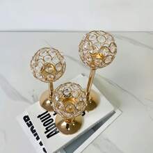Elegant Metal Crystal Ball Glass Candle Holder With Windproof Glass Cover, Suitable For Restaurant, Living Room, Kitchen, Hotel Room, Show House Aromatherapy Candle Holder. Gold Crystal Candle Holder Home Decor, Candle Holder For Wedding, Candlelight Dinner, Applicable To Various Holidays, Christmas, Valentine's Day (Candles Not Included)