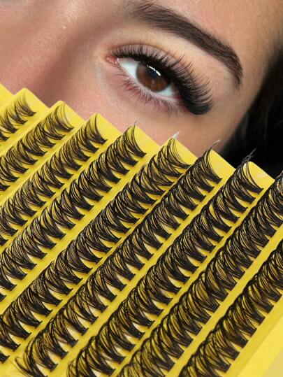 Fengxiu Eyelash 40pcs/Set CC Curl Eyelashes, 14mm, Thick & Dense, Extended Outer Corner, Faux Mink, 3D Curled, Fluffy Lash Clusters, Individual Lashes, False Eyelashes