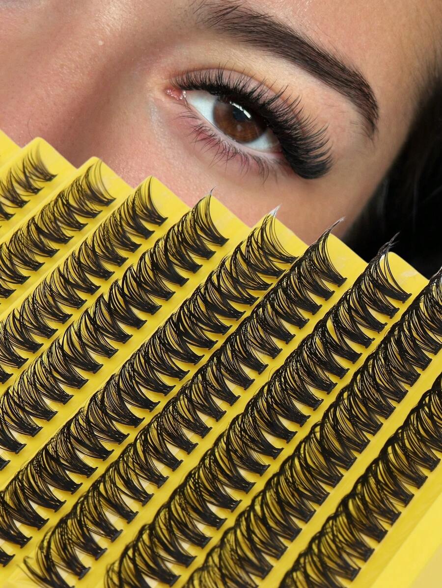 Fengxiu Eyelash 40片/套 CC卷翘假睫毛，14毫米，浓密纤长，外眼角加长，仿貂毛，3D卷翘，蓬松睫毛簇，单根假睫毛，假睫毛