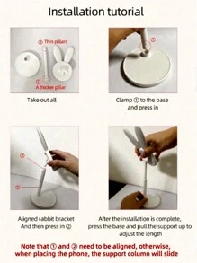 3pcs Adjustable Folding Rabbit-Shaped Tablet Stand, Plastic Slouchy Anti-Slip Adjustable Rabbit Desk Phone Tablet Holder, Decor Creative Utility For Tablet, Smartphone, Live Streaming, Self-Take, Requires Simple Assembly