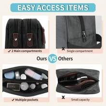 NEWHEY 盥洗包 牛津布男士盥洗包 便携式旅行剃须洗漱包 防水化妆包 旅行收纳包 配件收纳袋 钱包 钱袋 黑色包 旅行必需品 度假必需品 包包 夏季返校 - 黑色 - 查看 2