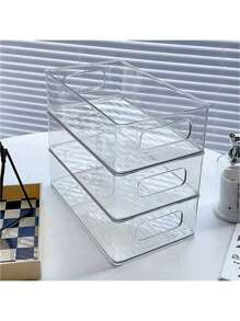 1pc Desktop Storage Box, Transparent Acrylic Cosmetic Organizer Tray, Home & Beauty Products, Snacks, Sundries Storage Rack, Cot Accessories, Hospital Bag Essentials, Grey Storage Basket, Basket Small, Home Storage, Bathroom Storage, Kitchen Basket