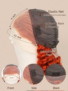 30英寸姜黄色深波浪蕾丝前假发，真人发丝，13x4橘姜色假发，350%深卷蕾丝前假发，透明姜黄色深波浪假发，180%密度，女士橘色深波浪前假发 - S350 - 查看 4