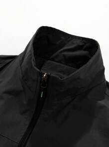 Áo vest câu cá ngoài trời nhiều túi cổ đứng đơn sắc cho nam, mùa xuân và mùa hè - màu đen - Xem 2