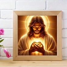 Pintura de diamantes 5D redonda, figura religiosa retrato de Jesús, pintura de diamantes DIY para adultos, kit de pintura de diamantes acrílicos para decoración de pared del hogar