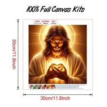 Pintura de diamantes 5D redonda, figura religiosa retrato de Jesús, pintura de diamantes DIY para adultos, kit de pintura de diamantes acrílicos para decoración de pared del hogar