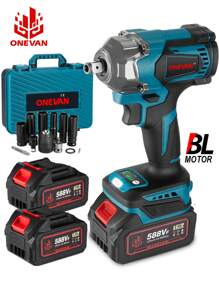 ONEVAN 1200N.M Brushless Electric Impact Wrench 3 Function 1/2 Inch Cordless Screwdriver Electric Drill Set - 美規A型插(110-127V) - 查看 1
