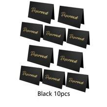 10 件装豪华金色预留桌标牌 - 双面，无需电力，黑色简约金色印花卡易于使用的纸质标牌，适用于婚礼、派对、餐厅、宴会和特殊活动 - 用于优雅而时尚的预订桌位 - 彩色 - 查看 13