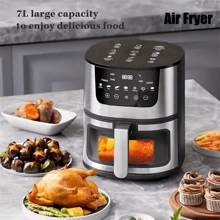 SOKANY Valentine's Day Gift Air Fryer 1 Pc Silver Touch Screen Family Multi-Person 4.5L Large Capacity Kitchen Air Fryer Electric Fryer Microwave Oven Electric Oven Baked Cake Bread Grilled Chicken Pizza Chicken Wings DIY Barbecue Steak BBQ Non-Stick Pan - EU E Type Plug(220-240V) - View 4