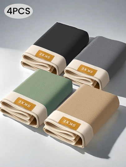 4pcs/Set Men Underwear Boxer Briefs Breathable U Convex BoxerShorts Comfortable Loose Male Underpants Sexy Trunks