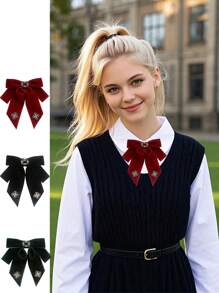 1pc Handmade Floral Flocked Collar, Suitable For Banquet, Campus, Activities, Performances, Hosting, Business Meetings, Shirts, Uniforms, Casual Outfitting Valentines - Four Leaf Clover - View 1