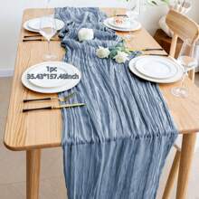 1/2pcs 90*180/300/400cm Red Bohemian Style Sheer Fabric Table Runners, Suitable For Party, Dining Table Decor, Valentine's Day, New Year, Engagement, Wedding, Shower, Birthday (Multiple Colors)