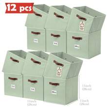 6/12pcs 11"/13" Cube Storage Bins Collapsible Storage Basket | Fabric Closet Organizers - màu xanh lá - Xem 5