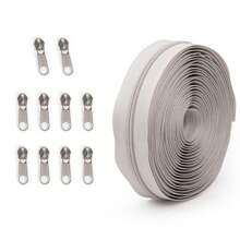 1 套 = 450 厘米拉链 + 10 个拉链头，3# 尼龙拉链，10 种颜色，带银灰色拉链头，适用于服装、箱包、户外帐篷等。